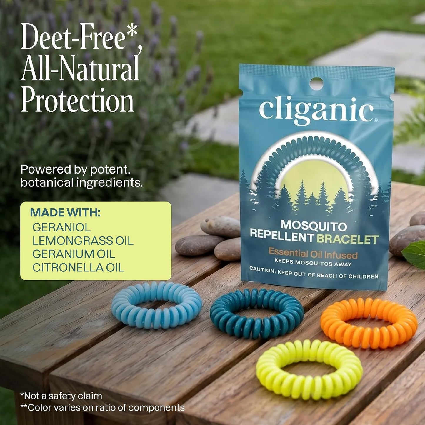 Cliganic Mosquito Repellent Bracelets for Kids & Adults, Natural, 20 Pack