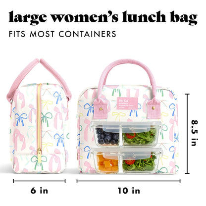 Fit & Fresh Bloomington Lunch Bag for Women - Insulated Large Lunch Box for Work with Containers, Leak-Resistant, Stain-Resistant, Zipper Closure, Cheetah