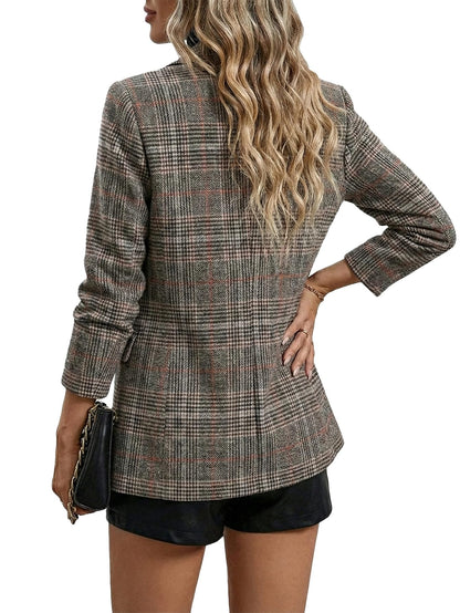 2026 Women's Fall Plaid Blazer Jacket
