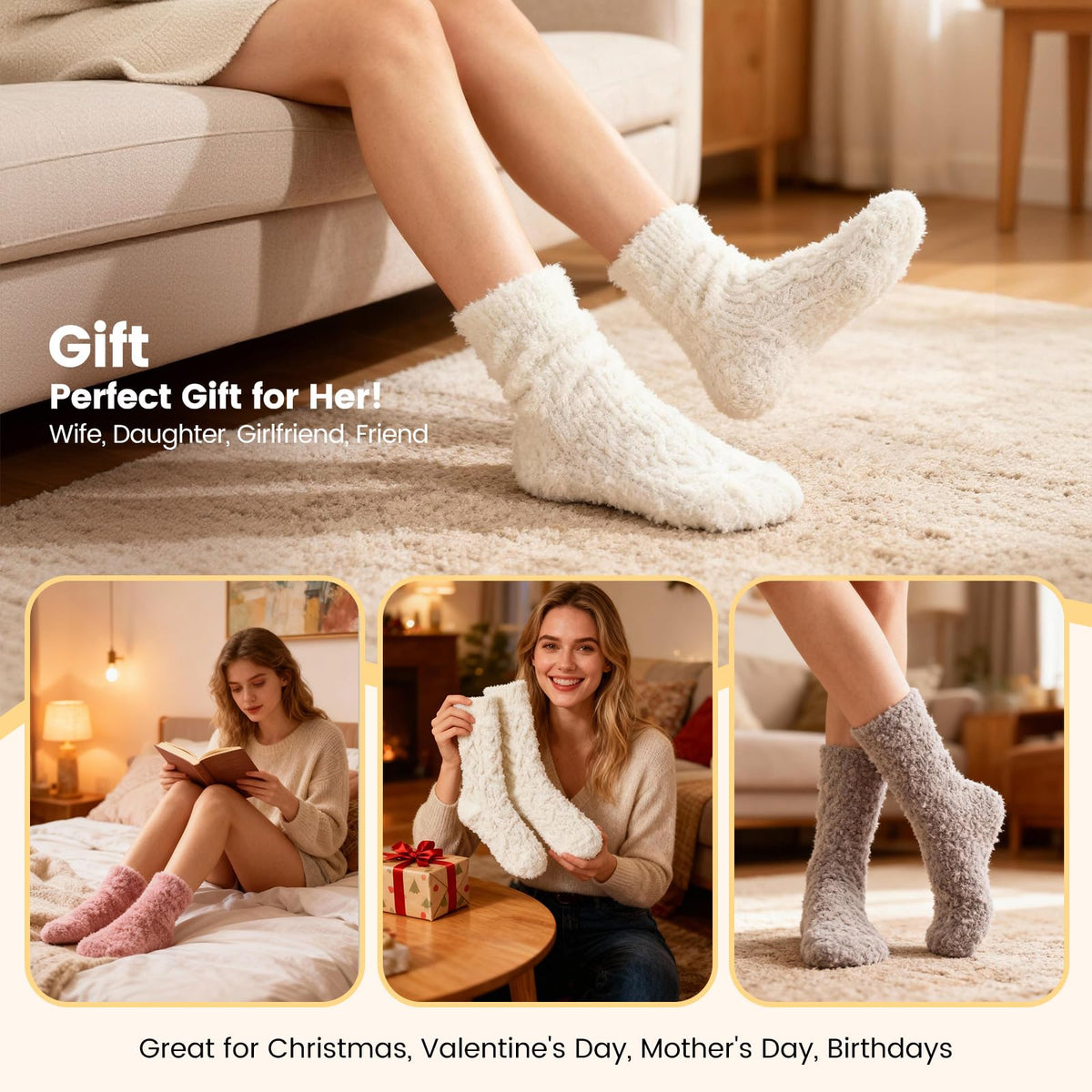Womens Fluffy Fuzzy Socks,Winter Cozy Soft Warm Socks Gifts for Womens