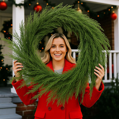 Wavwavw 48" Christmas Large Norfolk Pine Wreath for Front Door