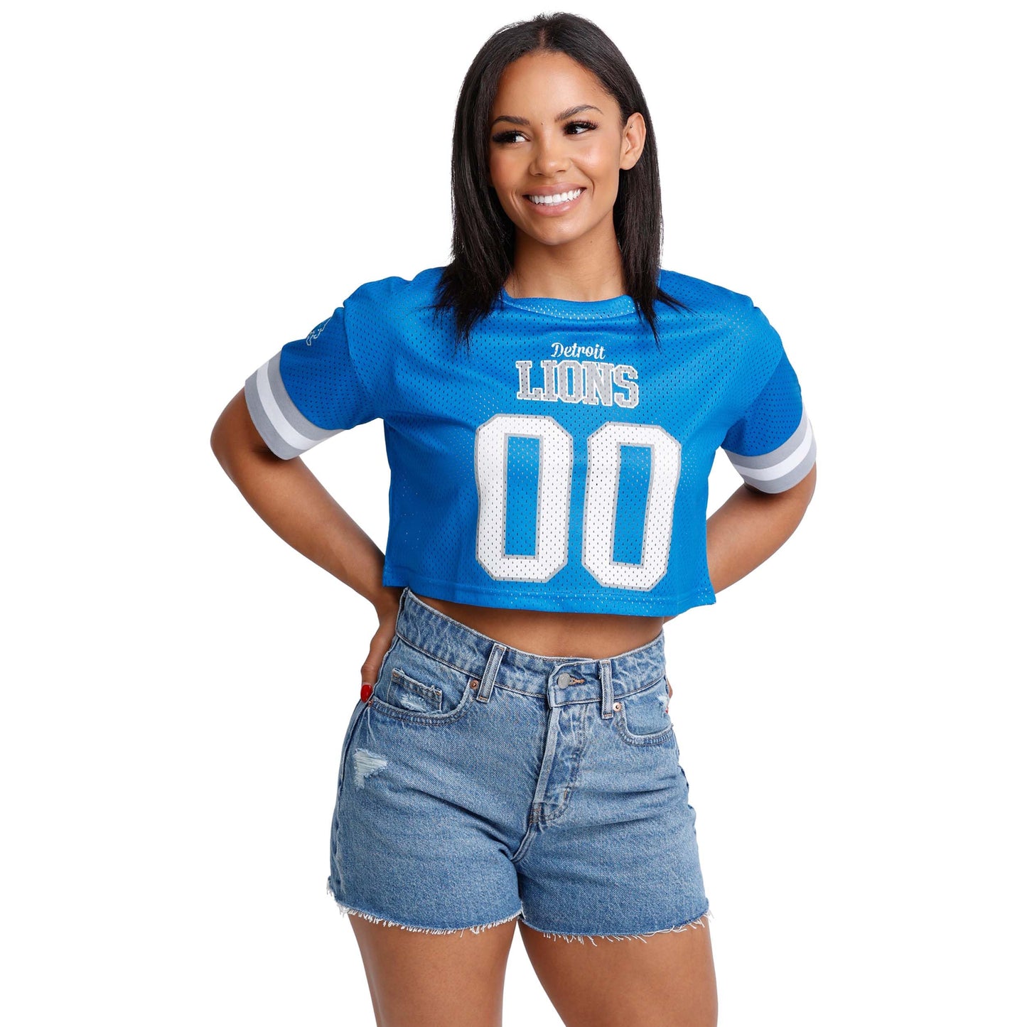 FOCO NFL Womens NFL Ladies Fashion Gameday Jersey Mesh Crop Top Shirt