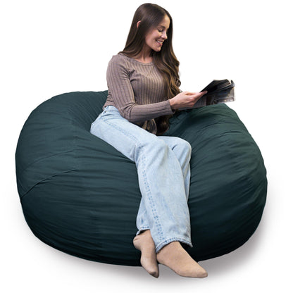 Big Joe Fuf 7Ft Giant Foam Bean Bag Chair, Oversized Couch with Removable Cover for Kids, Teens, Adults, Fog Lenox, Durable Woven Polyester, 7 Foot