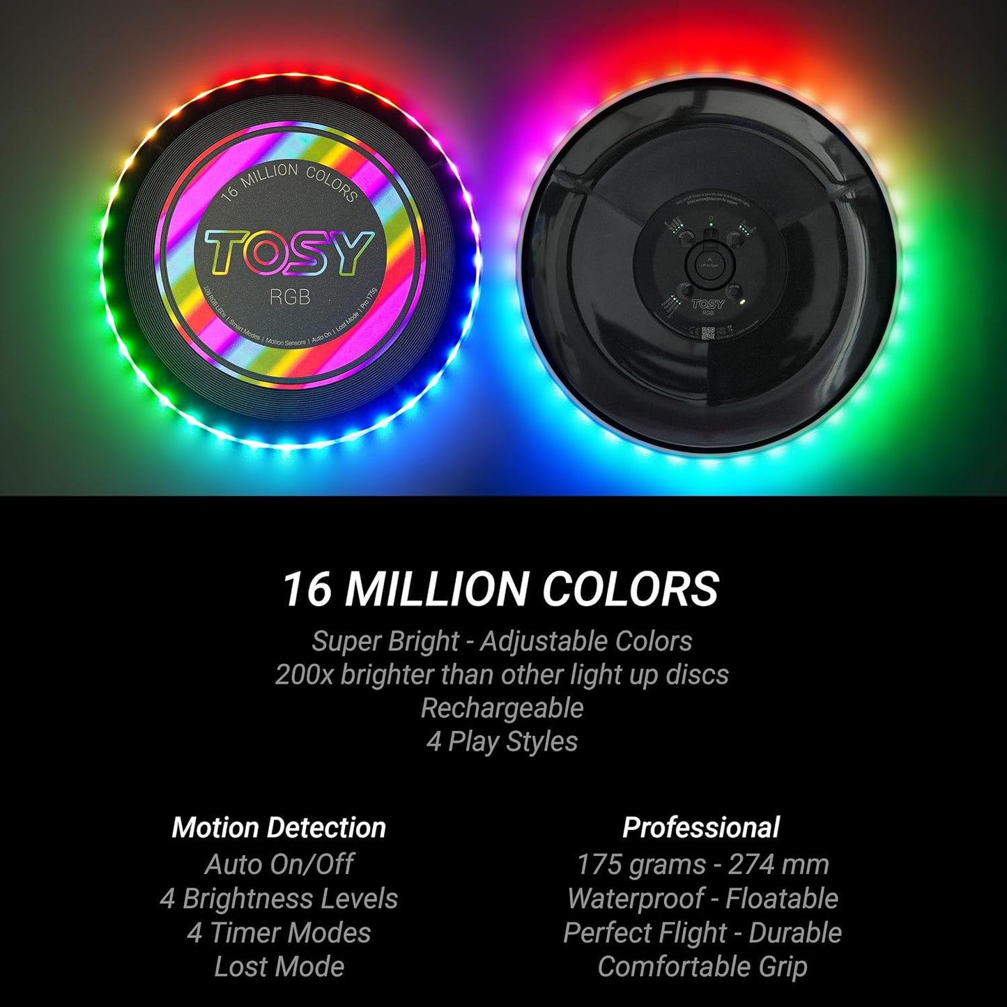 TOSY Flying Disc - 16 Million Colors RGB or 36 LEDs