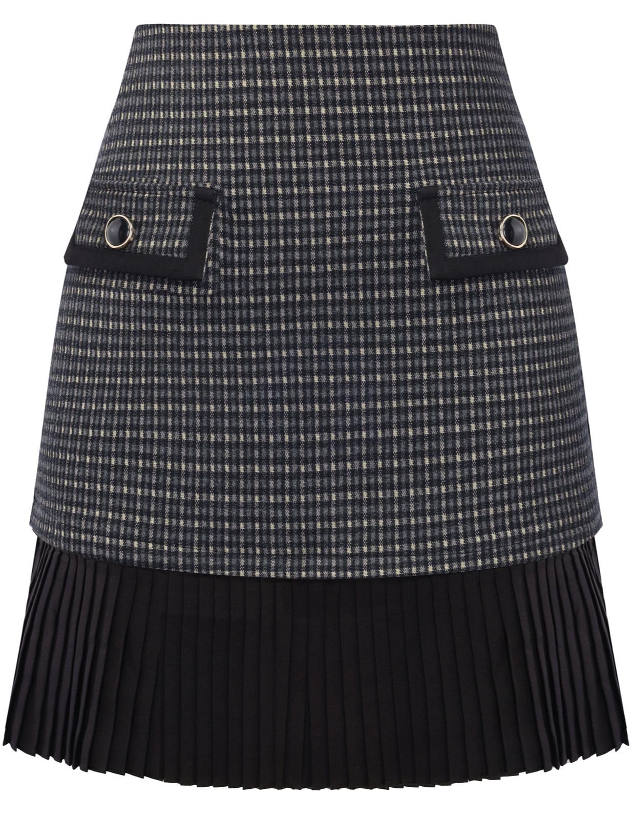 Kate Kasin Women's Plaid Mini Skirt, High Waist Pleated A-Line Skirts