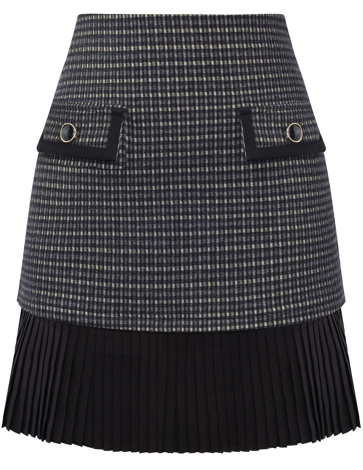 Kate Kasin Women's Plaid Mini Skirt, High Waist Pleated A-Line Skirts