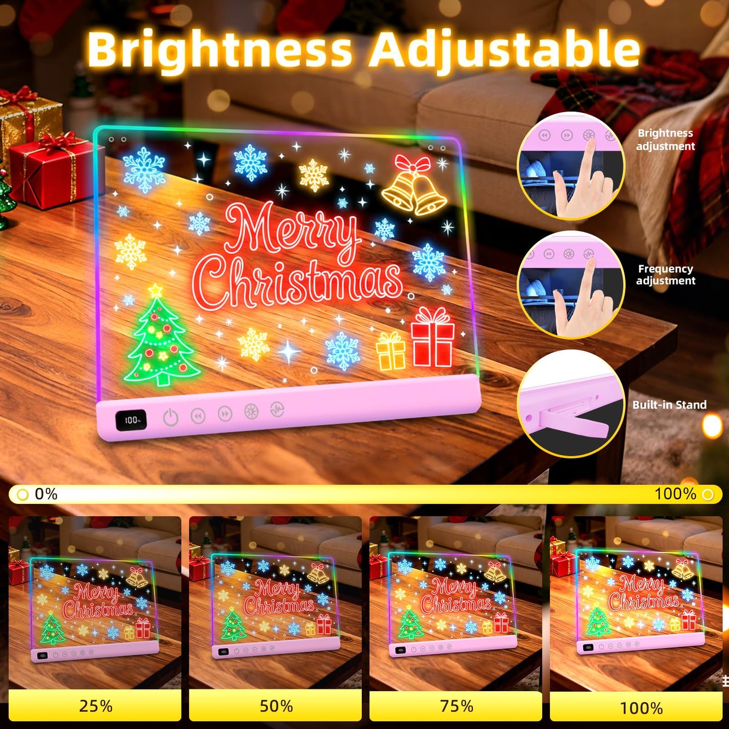 Led Drawing Board with 13 Light Effects, 16" Rechargeable Glow Doodle LED Note Board with Colors, Neon Light Up Drawing Tablet Gifts for Kids for Easter Birthday Christmas Gift Ideas
