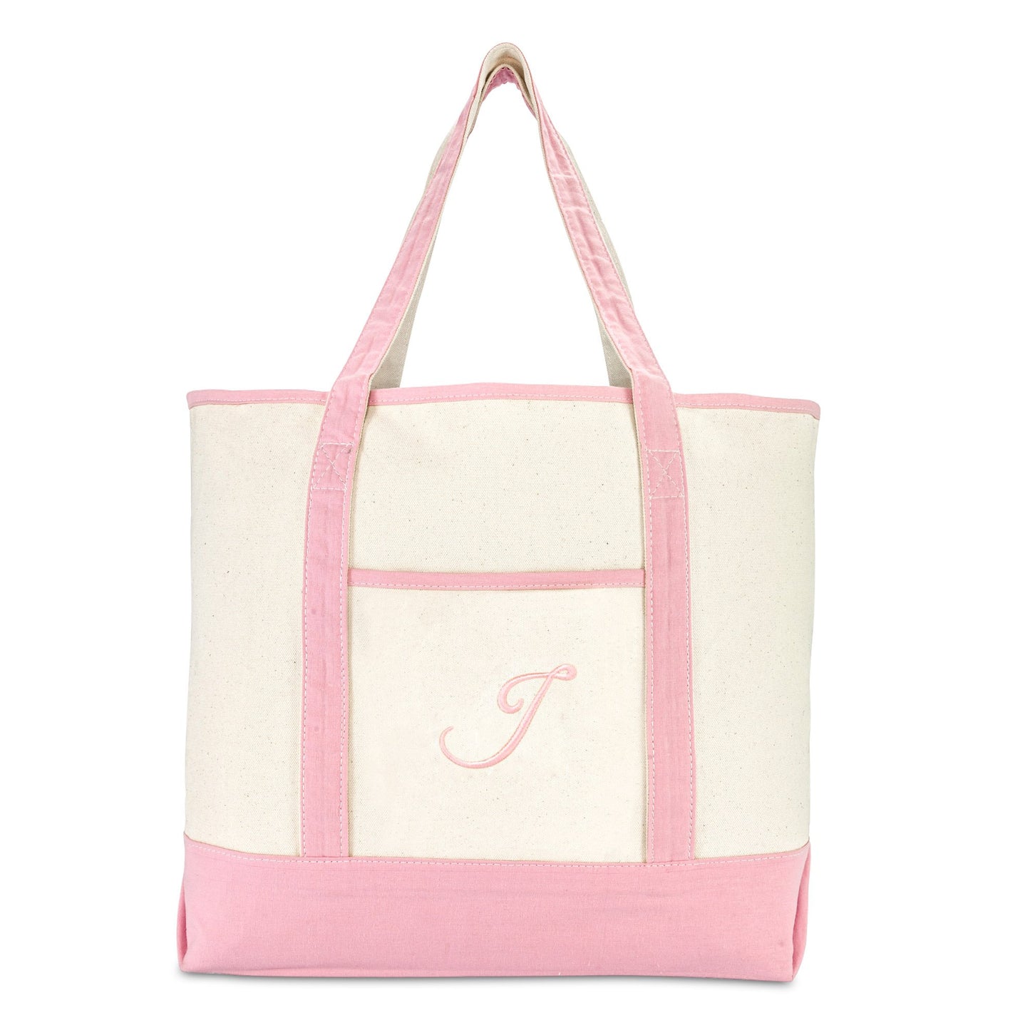 Dalix Women's Cotton Canvas Tote Bag Large Shoulder Bags Pink Monogram a - Z | Large