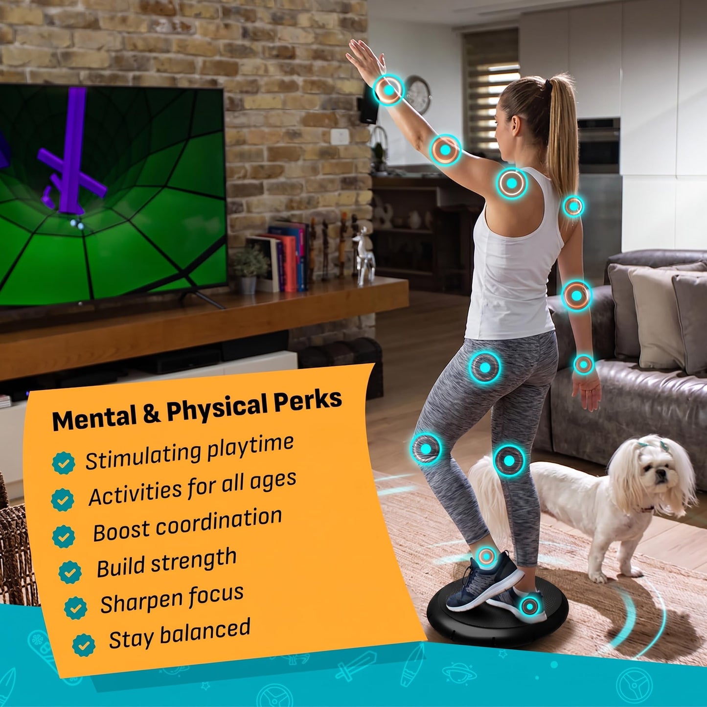 GoBalance Board - App-Enabled Balance Board. Smart Bluetooth Sensor, 12 FREE Interactive Games - Fun, Balance Training and Home Gym Workout! Boost Coordination & Strength for Teens and Adults