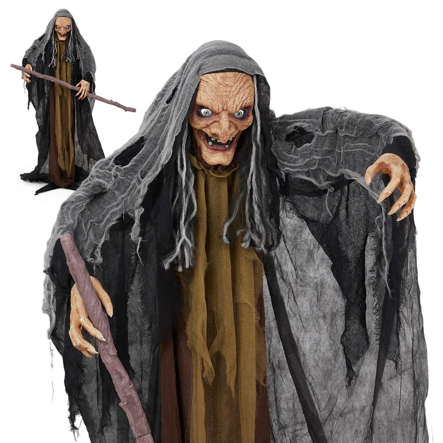 AW 9Ft Animatronics Flying Witch Hovering Broom Animated AC 100V-240V Halloween Outdoor Decoration Motion Activated 2026