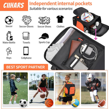 Soccer Backpack,Soccer Bag with Ball Holder and Shoe Compartment