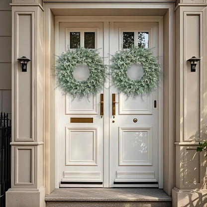 32" Large Artificial Eucalyptus Wreath for Front Door(White-Green) | Weather Resistant,Lifelike Eucalyptus Lavender with Babys Breath Flowers Wreath,for Home Farmhouse Wall Year-Round Use Decor