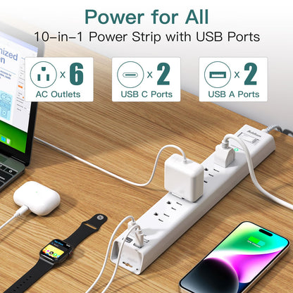 Addtam Power Strip Surge Protector - 15ft Long Extension Cord