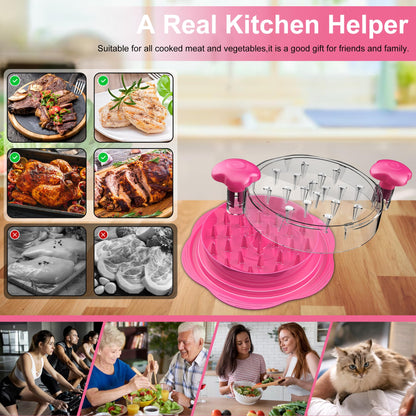 SURETIVIAN Chicken Shredder Tool Twist Large Chicken Breast Shredder with Brush&Fork, Visible Meat Shredder Machine, Anti-Slip Strip, Ergonomic Handle, BPA Free, Pork Beef Chicken(Hot Pink)