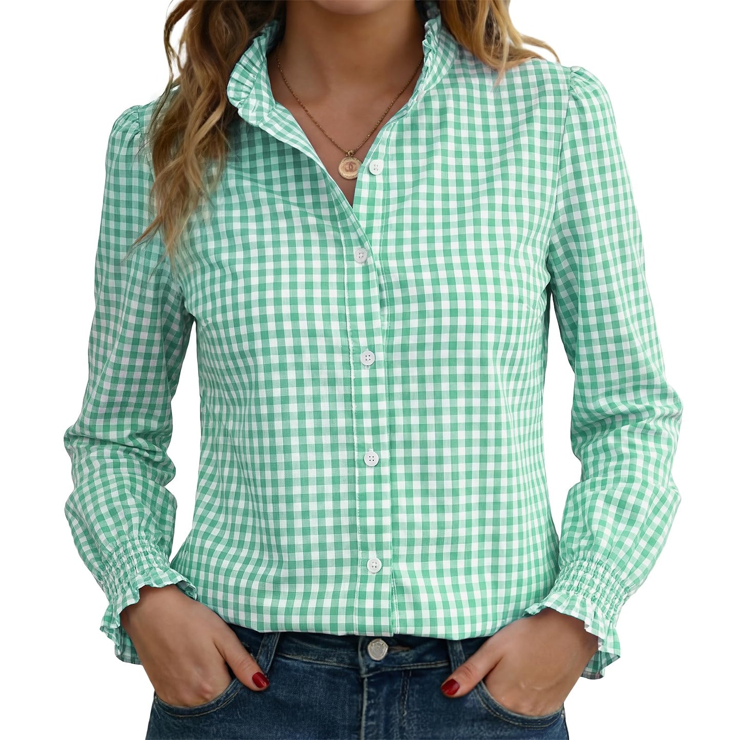 Funlingo Women's Striped Button Down Shirt