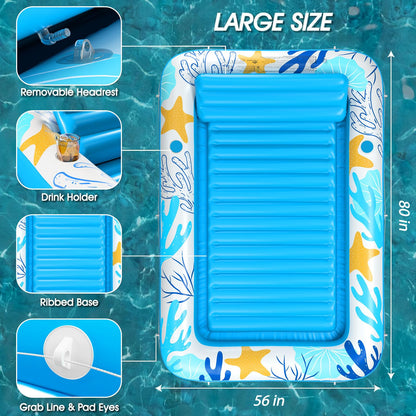 Inflatable Tanning Pool Lounger Float - Jasonwell 4 in 1 Sun Tan Tub Sunbathing Pool Lounge Raft Floatie Toys Water Filled Tanning Bed Mat Pad for Adult Blow Up Kiddie Pool Kids Ball Pit Pool (L)