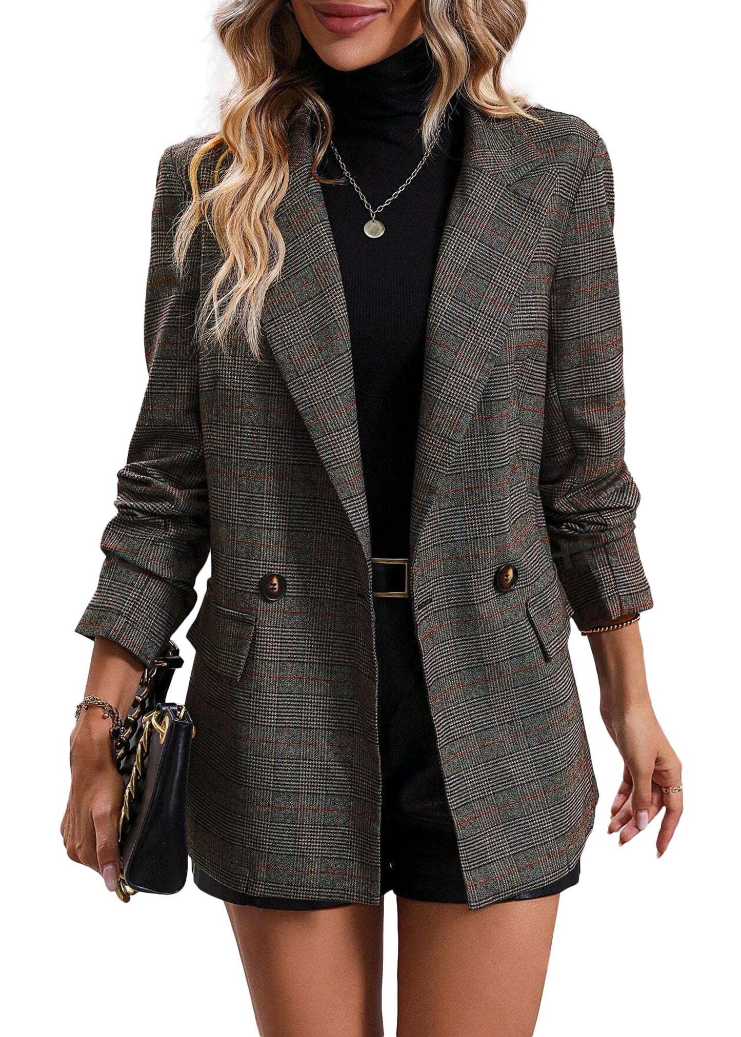 2026 Women's Fall Plaid Blazer Jacket