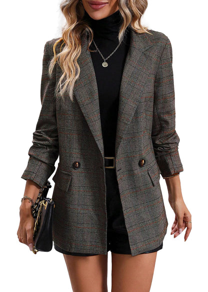 2026 Women's Fall Plaid Blazer Jacket