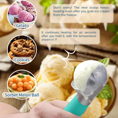 Heated Ice Cream Scoop Rechargeable, Electric Warming Ice Cream Scooper with LED Display, Heats to 158°F for Hard Ice Cream, Easy for Seniors & Kids, IP67 Waterproof (White, 2 oz)