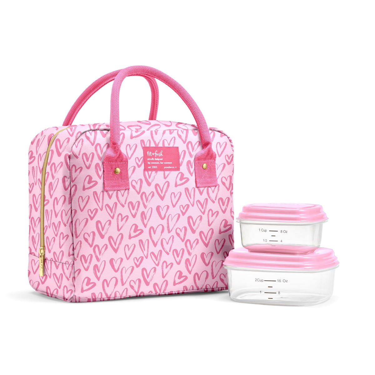 Fit & Fresh Bloomington Lunch Bag for Women - Insulated Large Lunch Box for Work with Containers, Leak-Resistant, Stain-Resistant, Zipper Closure, Cheetah