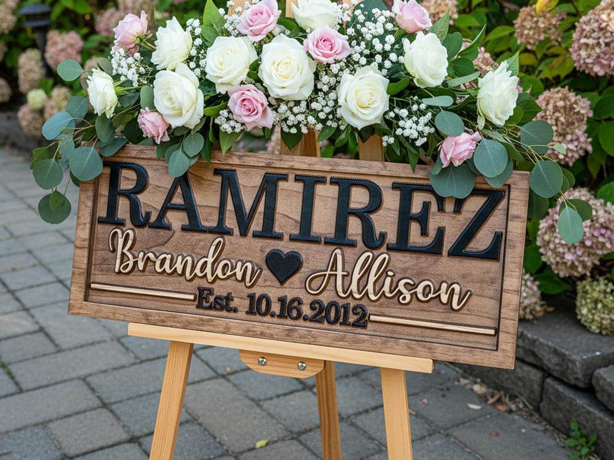 Personalized Wedding Last Name Established Wooden Sign | Engagement Gift