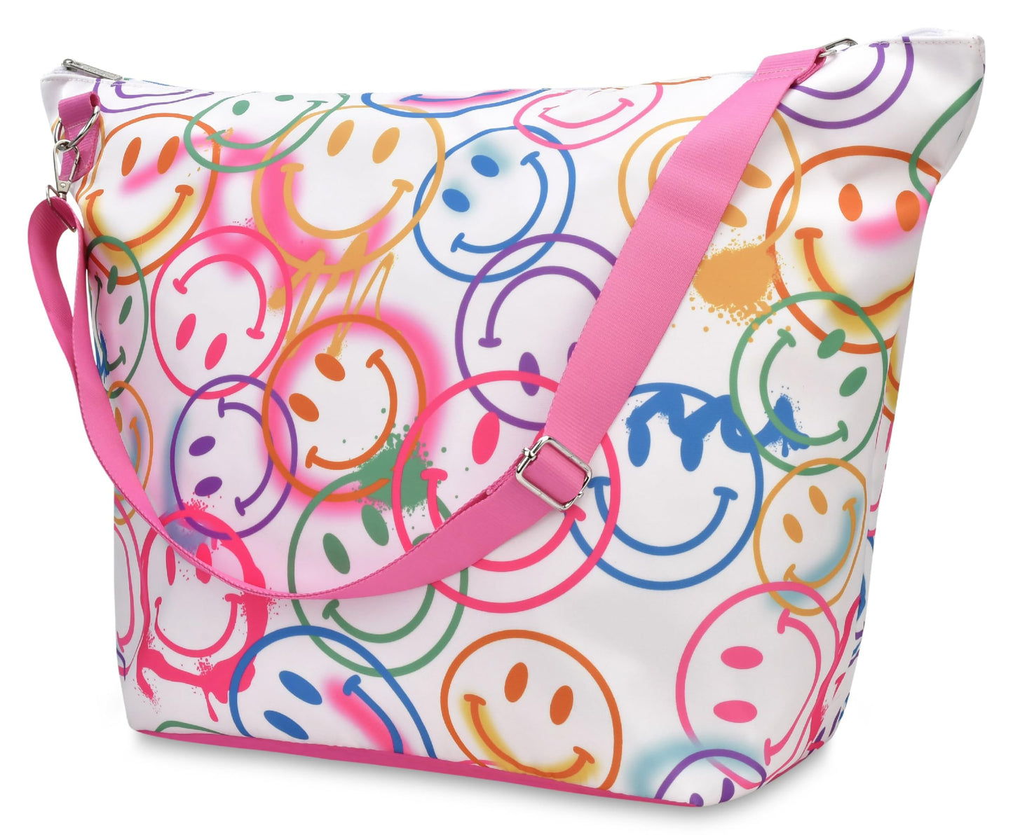 iscream Girls' Weekender Travel Tote Bag with Adjustable Strap and Interior Zipper Pocket - Bright Rainbow Collection