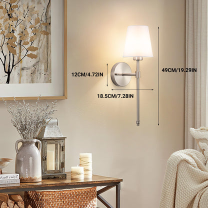 YHCDLAMP Battery Operated Wall Sconce Light with Remote Control, Dimmable Wall Sconce Set of 2 with White Fabric Shade, Wireless Battery Operated Wall Lamp for Bedroom Living Room, Bulb Included