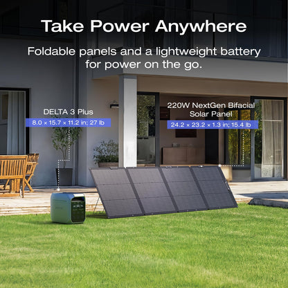 EF ECOFLOW Portable Power Station DELTA 3 Classic, 1024Wh LiFePO4 Battery, 1800W AC/100W USB-C Output, 1 Hr Fast Charge, Solar Generator for Home Backup, Camping & RVs (Solar Panel Optional)