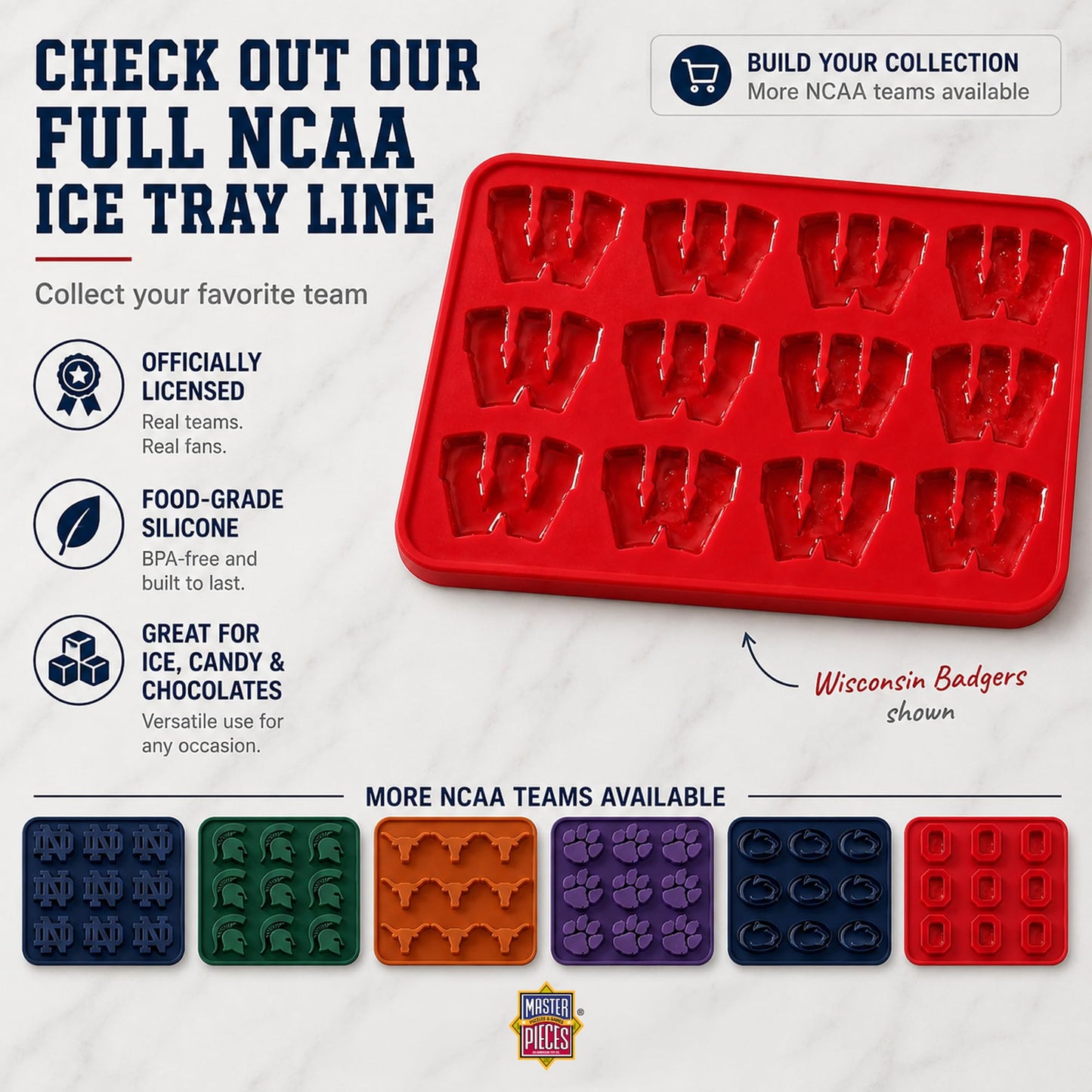 Masterpieces Fanpans Ncaa Alabama Crimson Tide Silicone Ice Cube Tray Set - Fun Alabama Merchandise, Dishwasher Safe