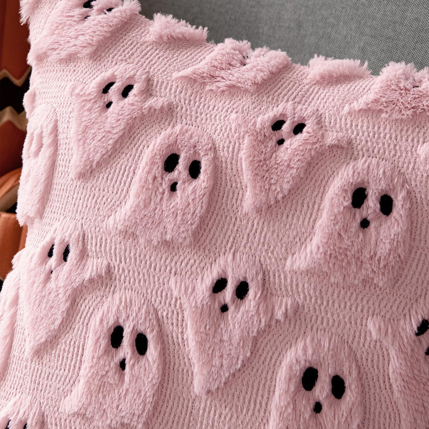 MIULEE Cute Ghost Halloween Pillow Covers 20x20 Inch Set of 2 White | Soft Plush Faux Fur Throw Pillows Spooky Fall Decorative Cushion Covers for Couch Sofa Bed Porch Living Room