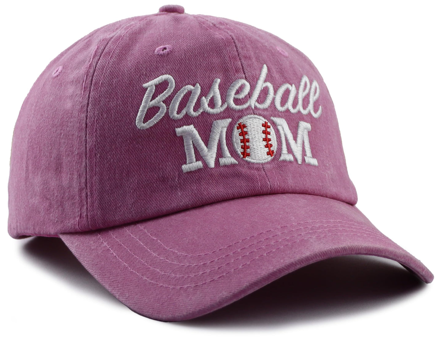 Distressed Baseball Mom Dad Hat for Women, Adjustable Washed Embroidered Baseball Cap for Mama