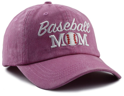 Distressed Baseball Mom Dad Hat for Women, Adjustable Washed Embroidered Baseball Cap for Mama