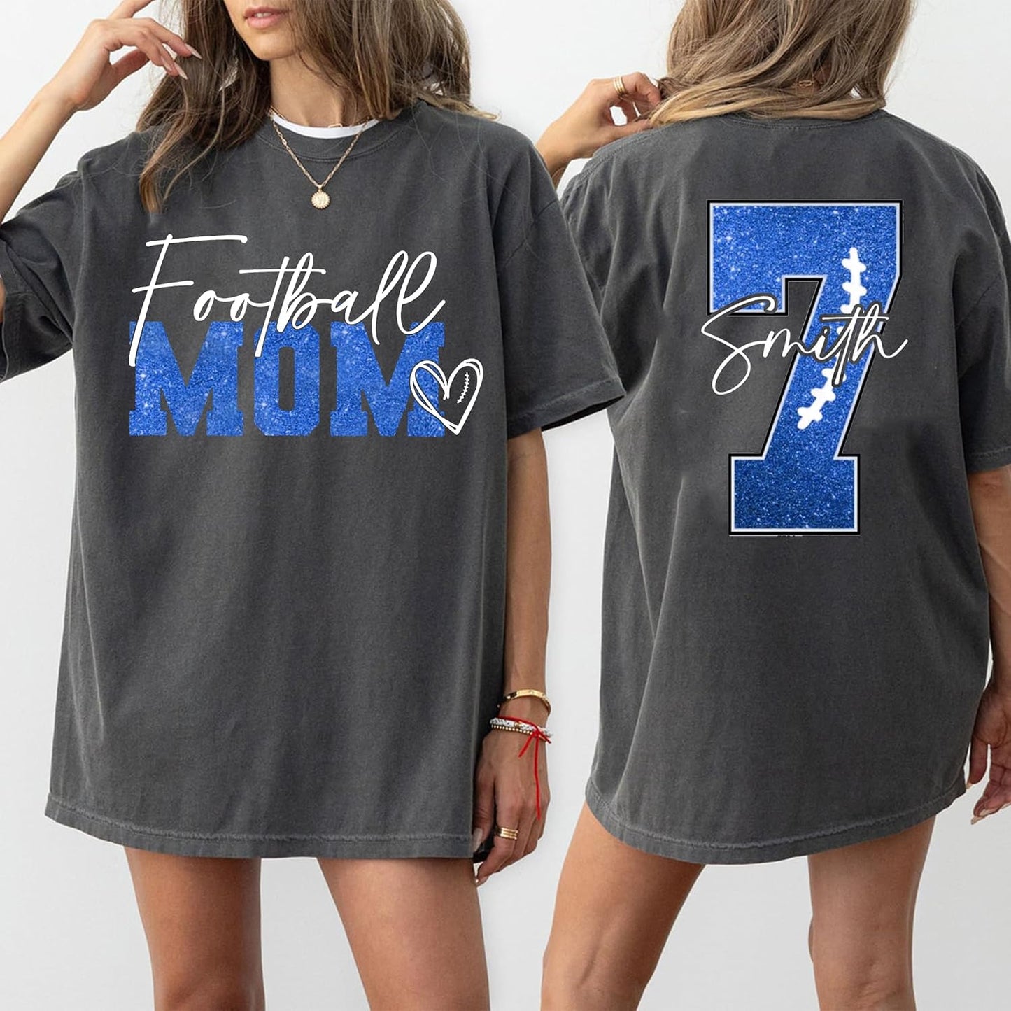 Personalized Football Mom Shirt with Kids Names and Jersey Number, Custom Football Mama Shirt, Women Sport Shirts