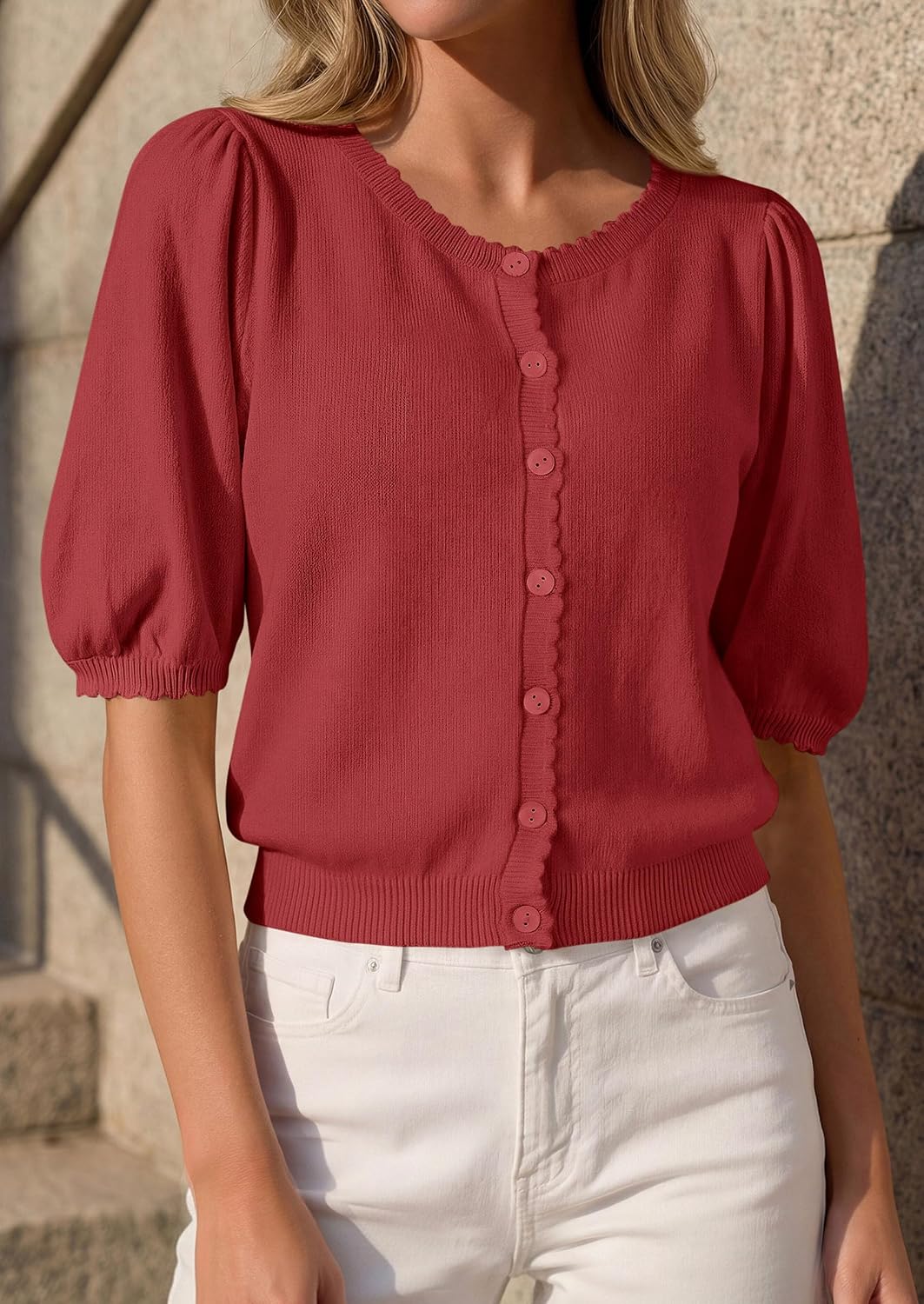 PRETTYGARDEN Women Short Sleeve Lightweight Knit Cardigans