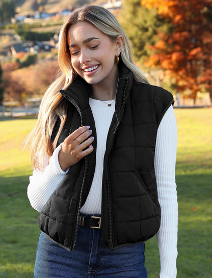 Zeagoo Womens Puffer Vest Ladies Sleeveless Zip Up Outerwear