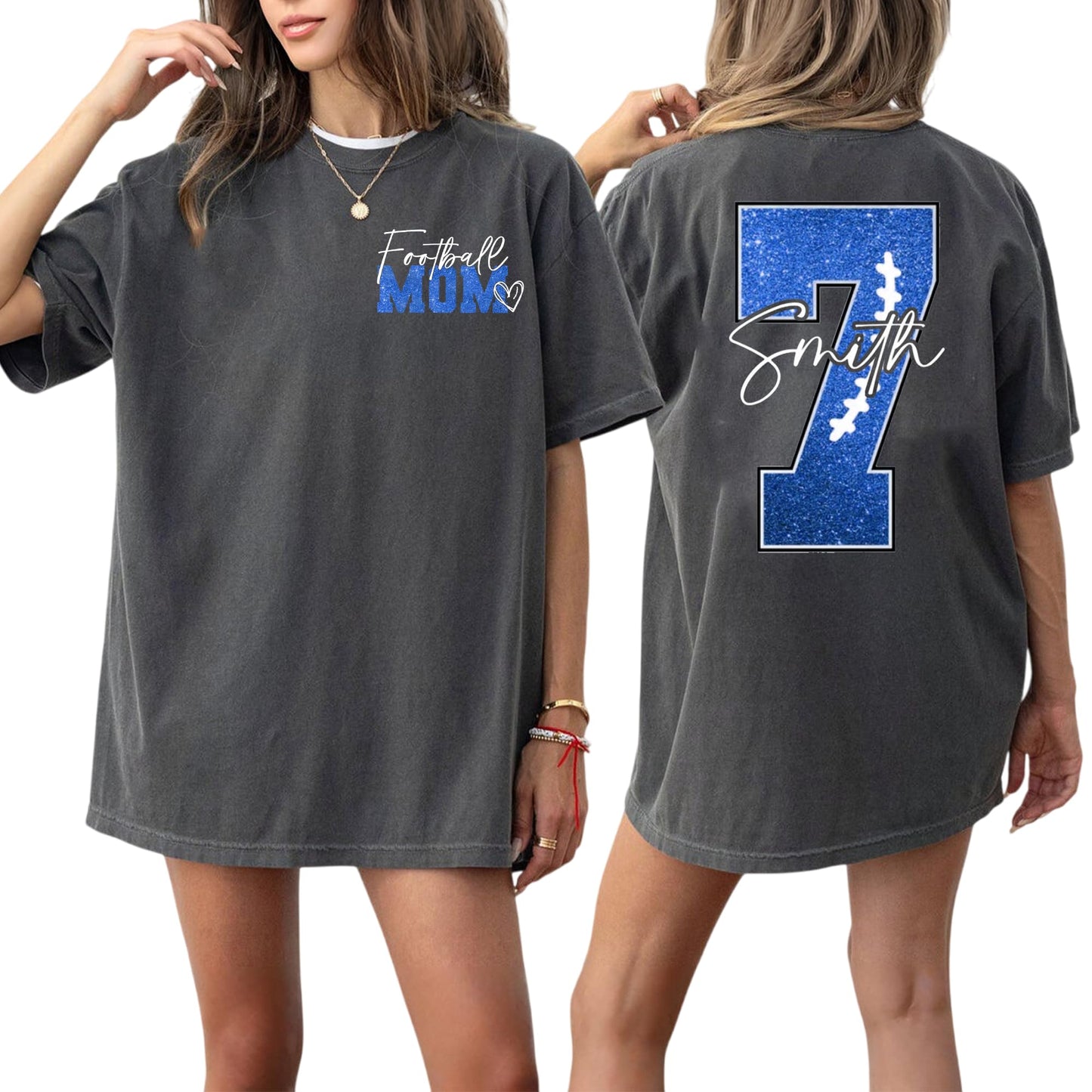 Personalized Football Mom Shirt with Kids Names and Jersey Number, Custom Football Mama Shirt, Women Sport Shirts