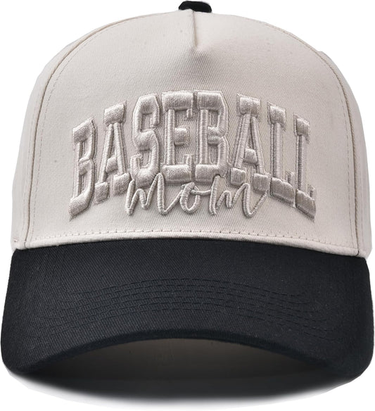 Baseball Mama Trucker Hat- 3D Embroidered Mama Adjustable Cotton Baseball Caps for Women