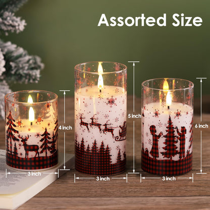 Eywamage Smoke Grey Glass Flameless Pillar Candles with Remote, Flickering LED Battery Candles Table Decor Set of 3