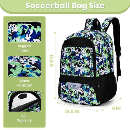 Hsmihair Soccer Bag,Youth Soccer Backpack with Ball and Cleat Compartment