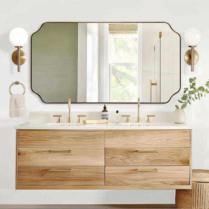 ANDY STAR Unique Rectangle Wall Mirror, 24"x32" Black Mirror, Modern Mirror with Aesthetic Scalloped Edge Design Ideal for Bathroom, Bedroom or Entryway, Thin Frame Deep 1’’
