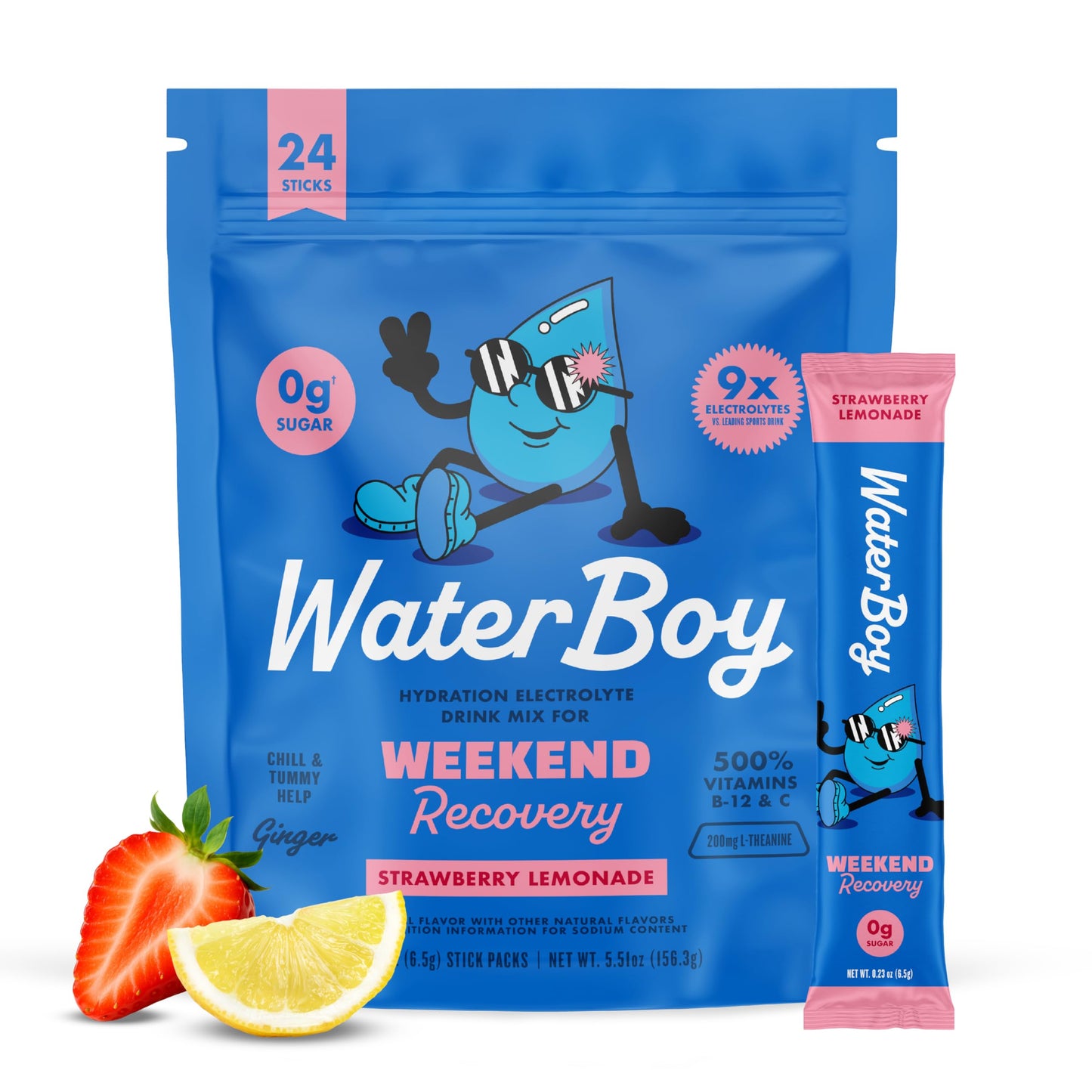 Waterboy - Weekend Recovery, Variety Pack, Sugar Free Electrolytes Powder Drink Mix - 24ct Hydration Packets