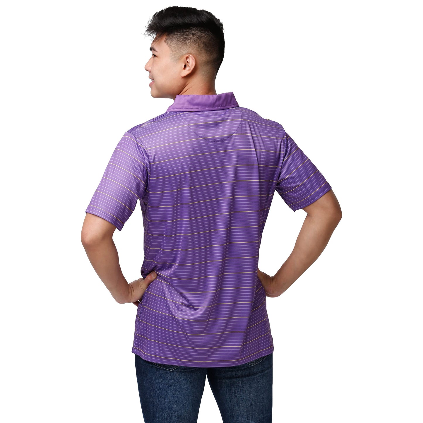 FOCO NCAA Mens NCAA College Team Logo Striped Polyester Polo Short Sleeve Shirt