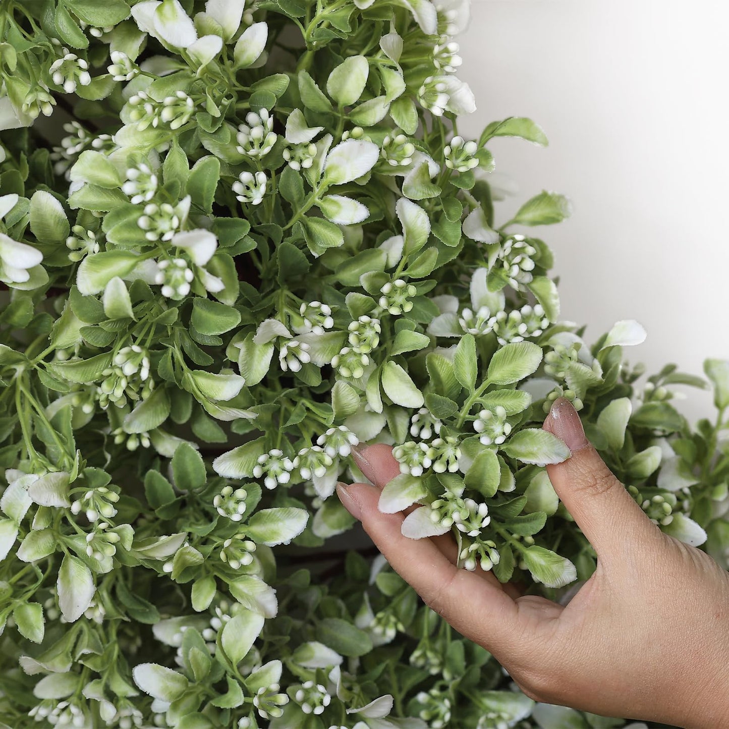 32" Large Artificial Boxwood Wreath for Front Door (White-Green) | Waterproof Fade Resistant,Premium Durable,Faux Aglaia Odorata Wreath,for Wall Window Farmhouse Outdoor All Seasons Decor