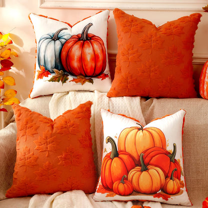 TOYPOPOR Halloween Decorations, 2 Packs Double Sided Ghost Pillow Covers, Soft Fur Throw Pillow Cases Indoor outdoor Pumpkin Couch Cushion Case for Fall Autumn Bedroom Living Room Home Decor 18''x18''
