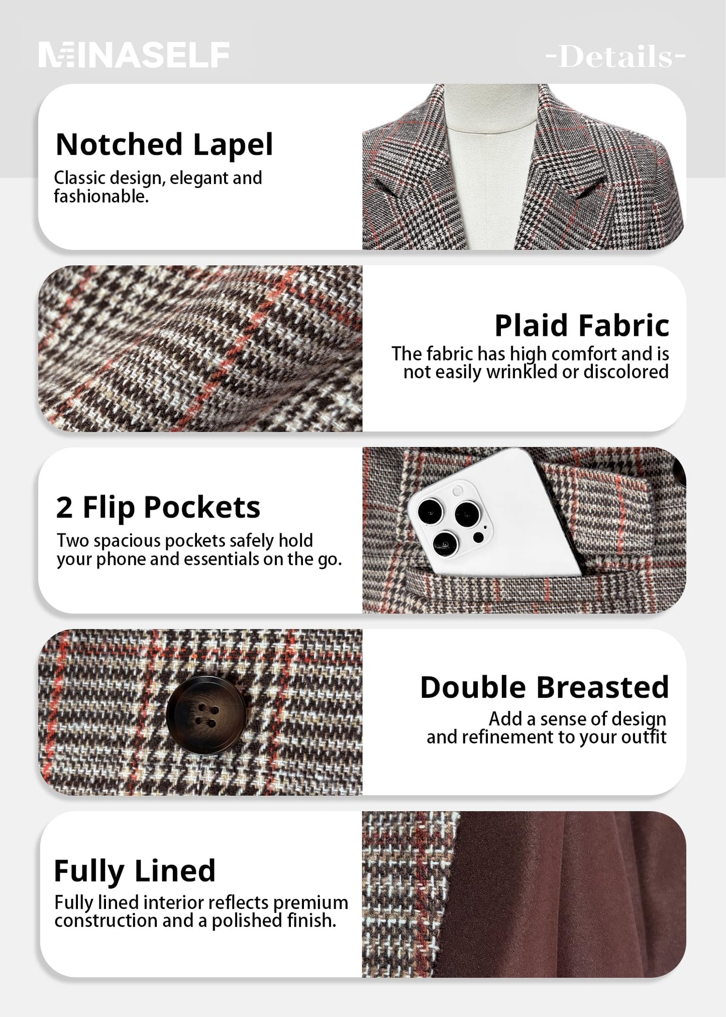 2026 Women's Fall Plaid Blazer Jacket