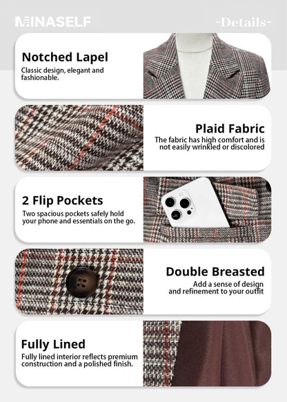 2026 Women's Fall Plaid Blazer Jacket