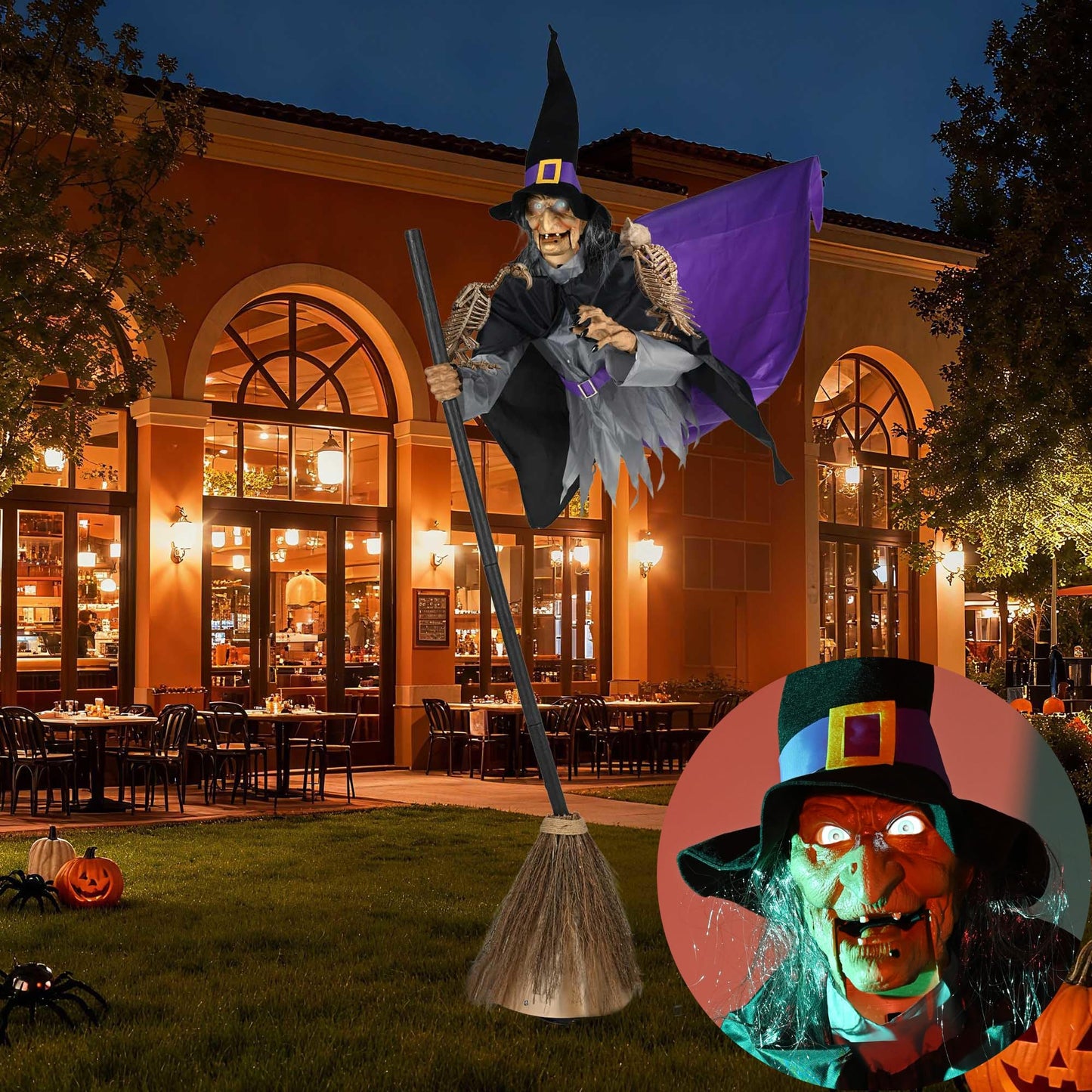 AW 9Ft Animatronics Flying Witch Hovering Broom Animated AC 100V-240V Halloween Outdoor Decoration Motion Activated 2026