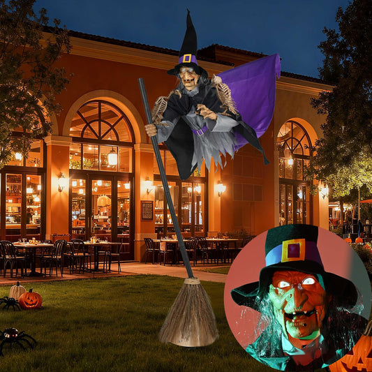 AW 9Ft Animatronics Flying Witch Hovering Broom Animated AC 100V-240V Halloween Outdoor Decoration Motion Activated 2026
