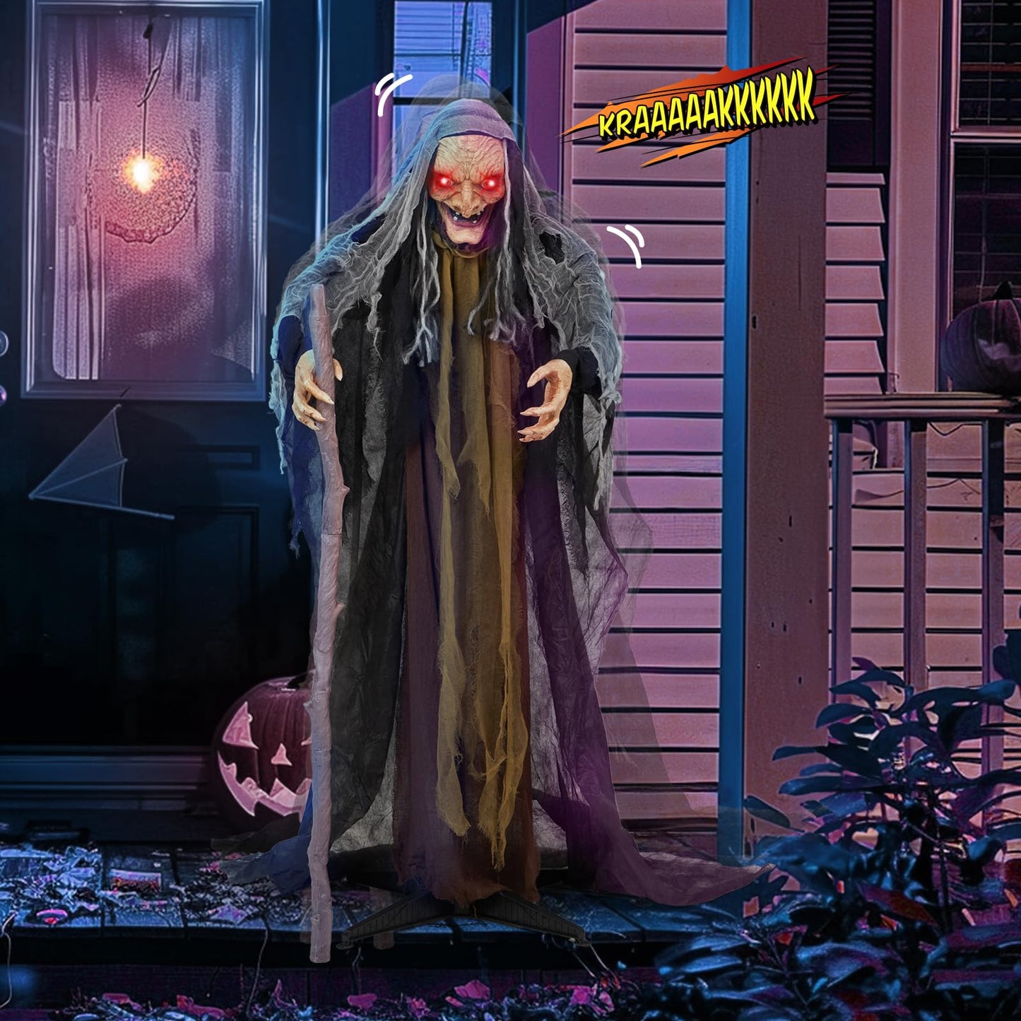 AW 9Ft Animatronics Flying Witch Hovering Broom Animated AC 100V-240V Halloween Outdoor Decoration Motion Activated 2026
