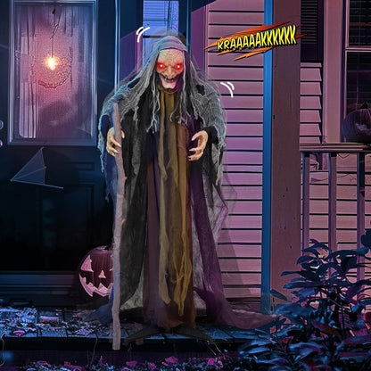 AW 9Ft Animatronics Flying Witch Hovering Broom Animated AC 100V-240V Halloween Outdoor Decoration Motion Activated 2026